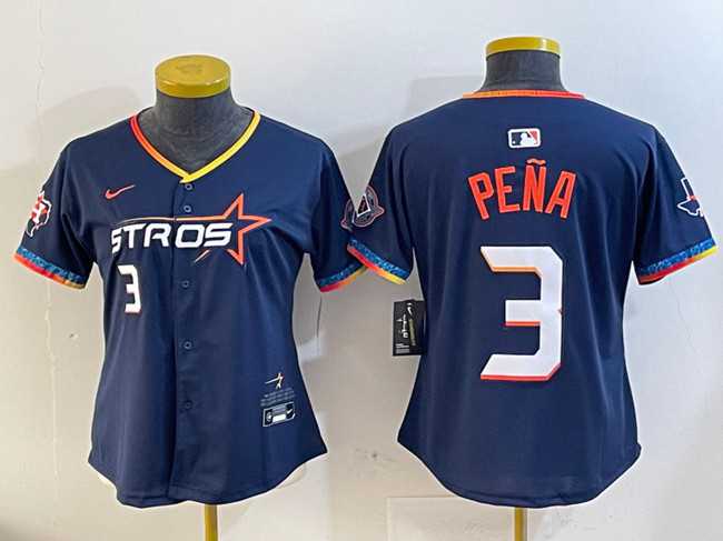 Women%27s Houston Astros #3 Jeremy Pena Navy 2025 City Connect With Texas Patch Limited Stitched Jersey->washington nationals->MLB Jersey